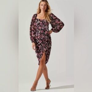 ASTR Athens Floral Ruched Dress NEW
